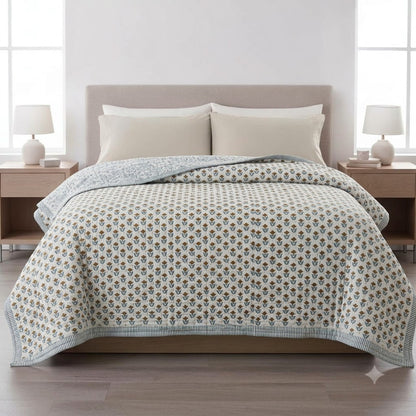 Mason Floral Hand Block Printed Quilt