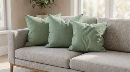 Avenv Soft Olive Solid Linen Pillow Cover