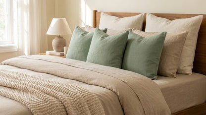 Avenv Soft Olive Solid Linen Pillow Cover