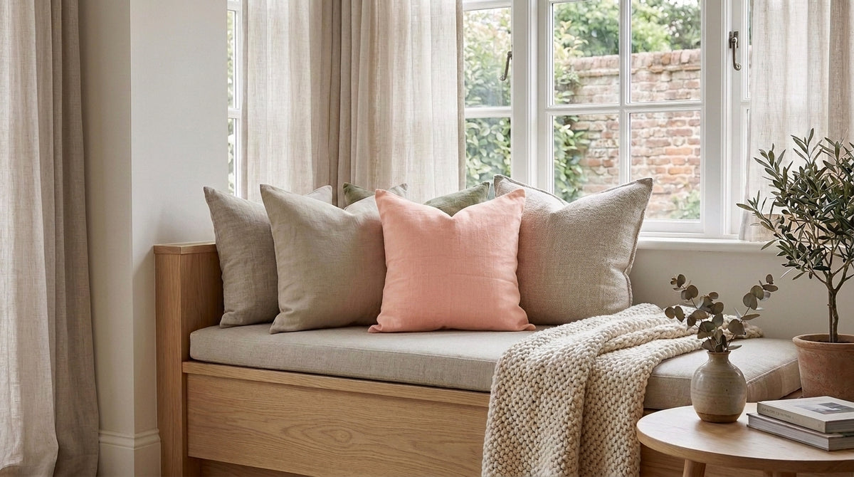 Nera Blush Pink Solid Linen Pillow Cover