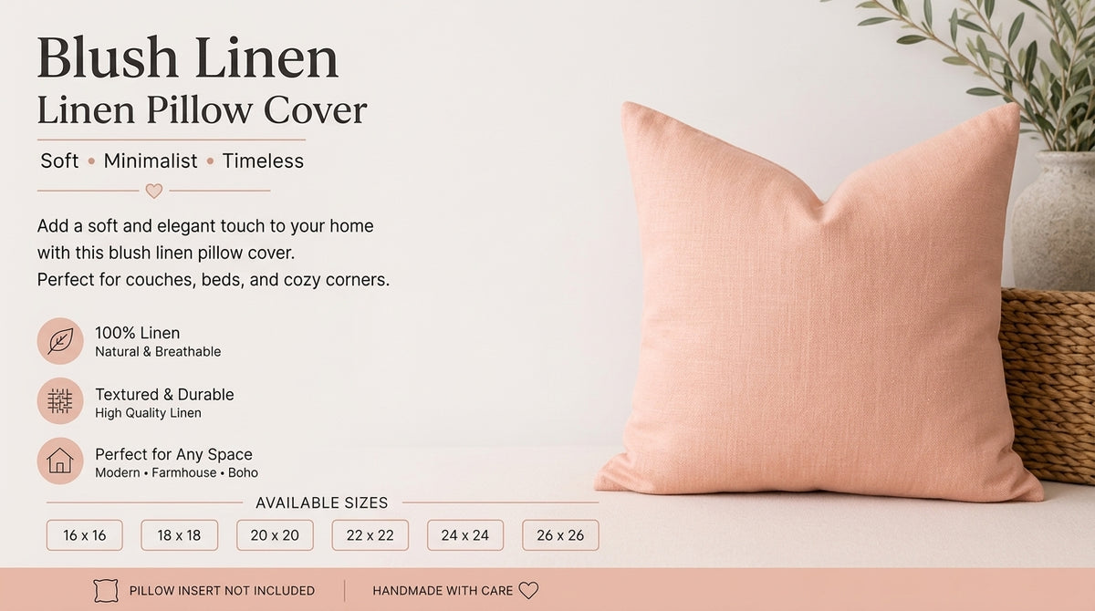 Nera Blush Pink Solid Linen Pillow Cover