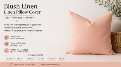 Nera Blush Pink Solid Linen Pillow Cover
