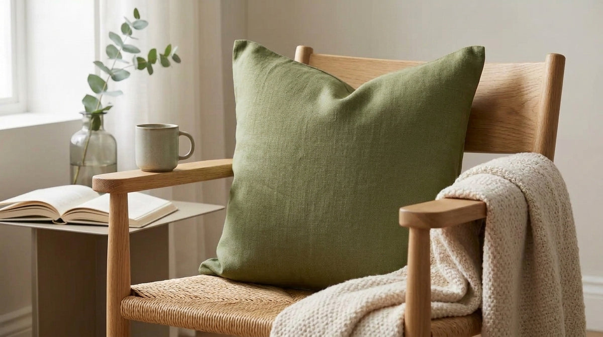Olen Moss  Solid Linen Pillow Cover