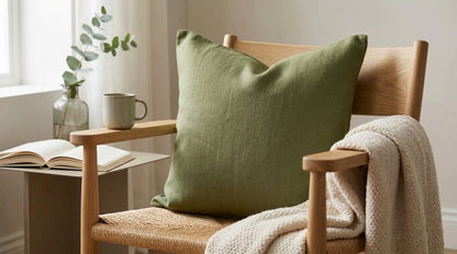 Olen Moss  Solid Linen Pillow Cover