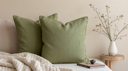 Olen Moss  Solid Linen Pillow Cover