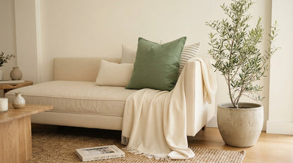 Olen Moss  Solid Linen Pillow Cover
