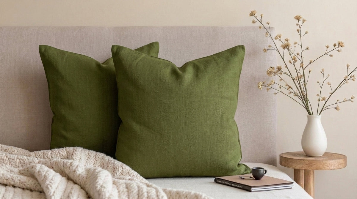 Eron Chartreuse Solid Block Linen Pillow Cover