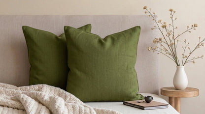 Eron Chartreuse Solid Block Linen Pillow Cover