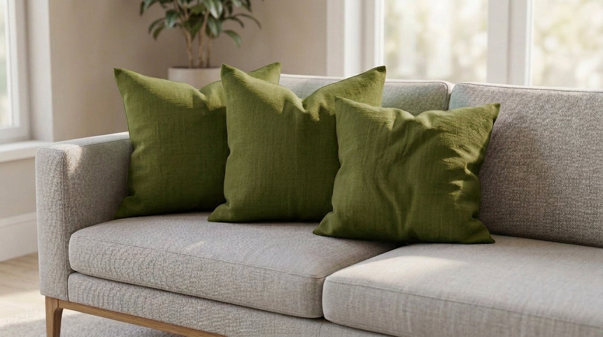 Eron Chartreuse Solid Block Linen Pillow Cover