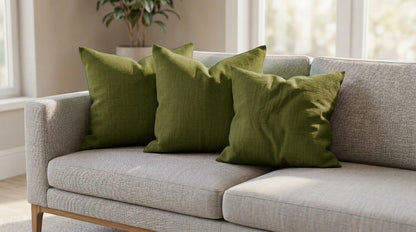 Eron Chartreuse Solid Block Linen Pillow Cover