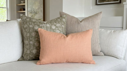 Mara Peach Solid  Linen  Pillow Cover