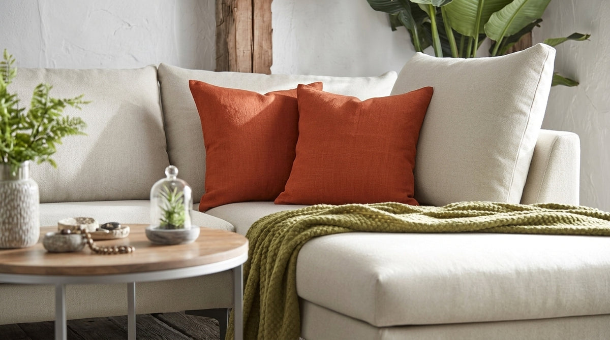 Leno  Rust  Solid Linen Pillow Cover