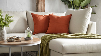 Leno  Rust  Solid Linen Pillow Cover