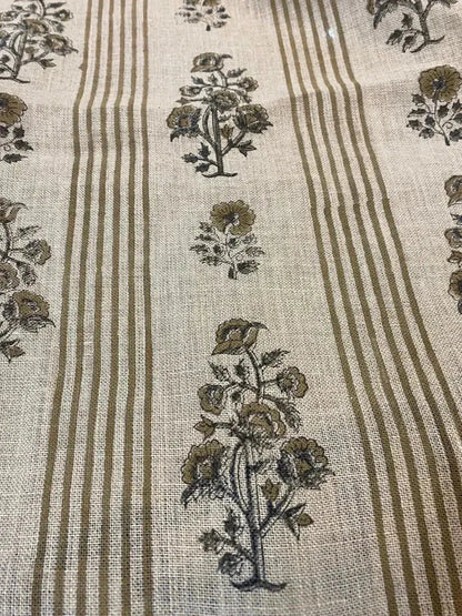 Thistle Block Print Handloom Linen Fabric
