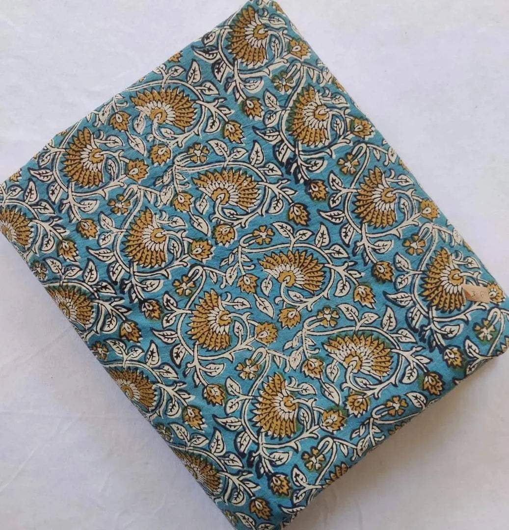 Drifted Indian Cotton Block Print Fabric