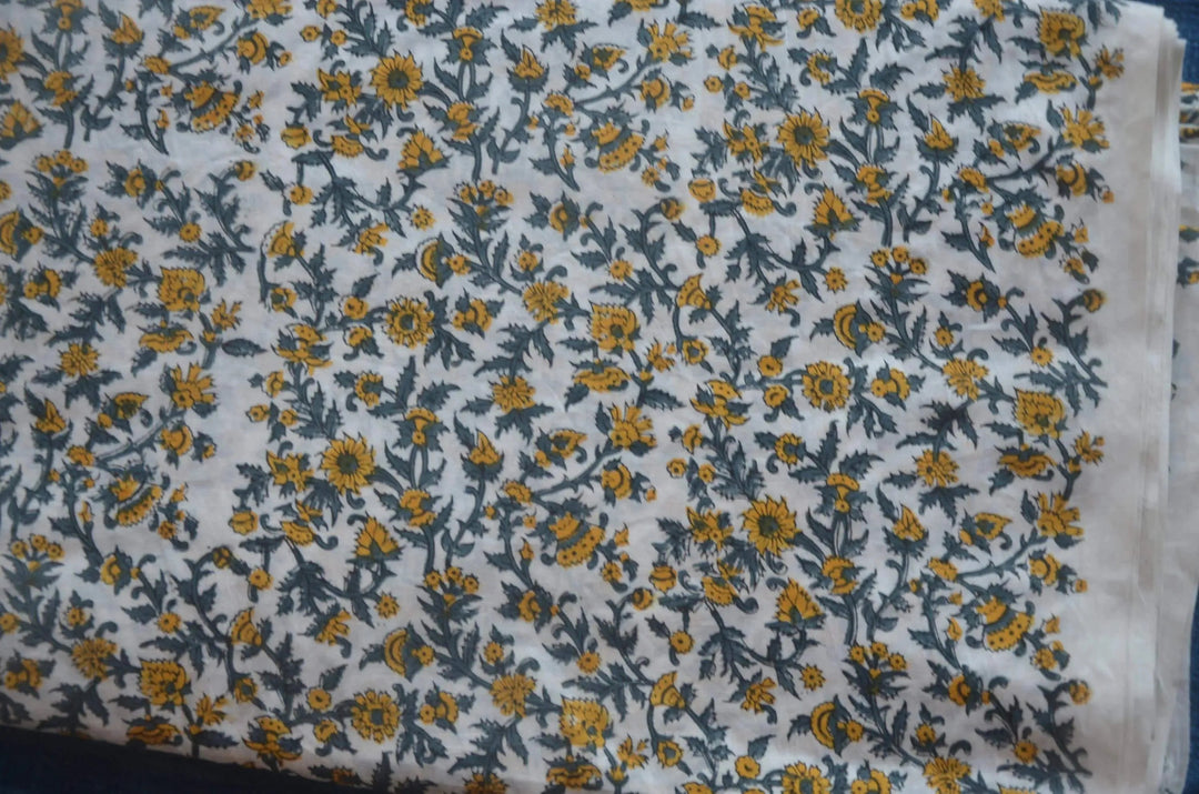 Mosslin Indian Cotton Block Print Fabric