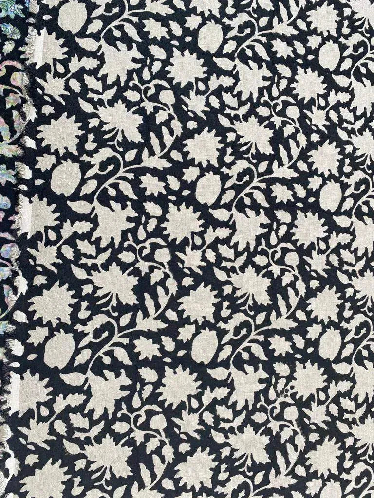 Blackie Block Print Handloom Linen Fabric