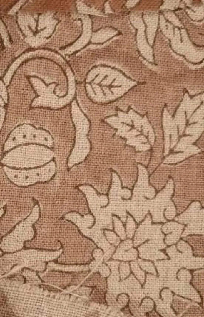 Scrollin Block Print Handloom Linen Fabric
