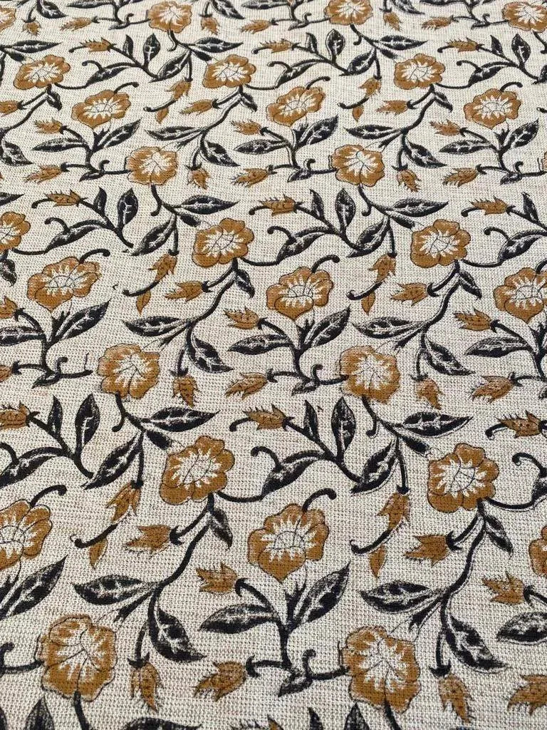 Fibo Block Print Handloom Linen Fabric
