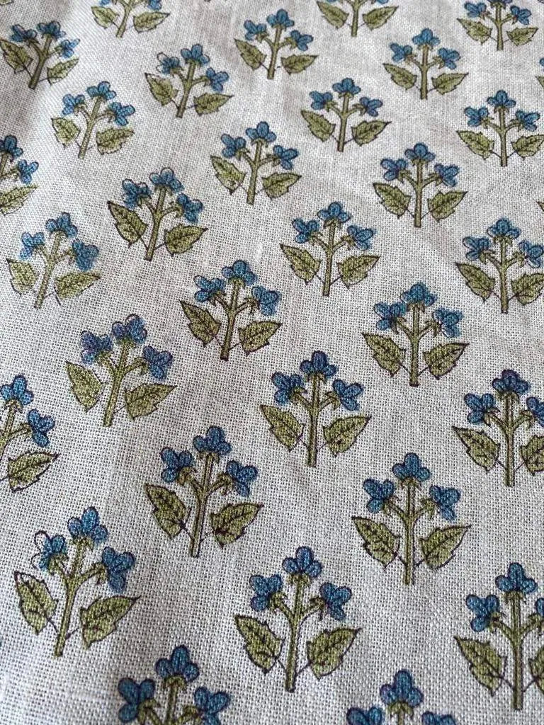Ravina Block Print Handloom Linen Fabric