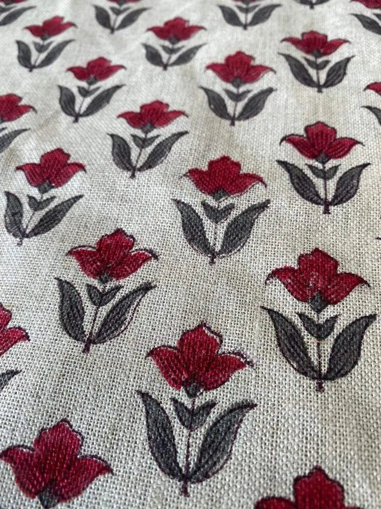 Nyrella Block Print Handloom Linen Fabric