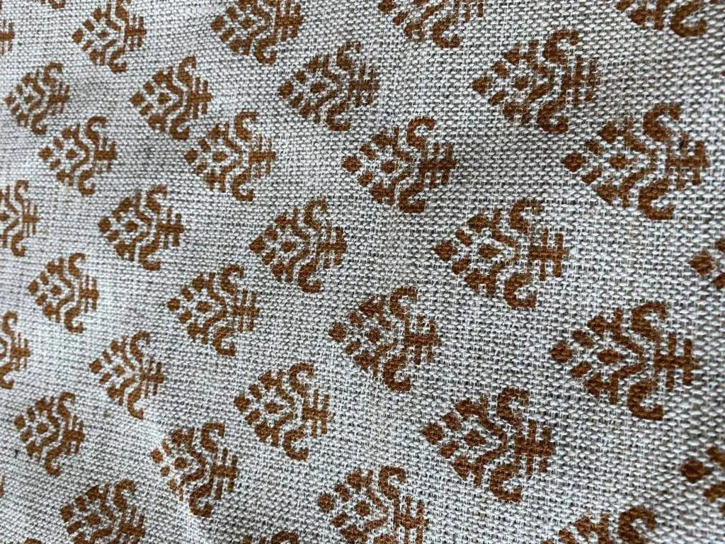 Quenly Block Print Handloom Linen Fabric