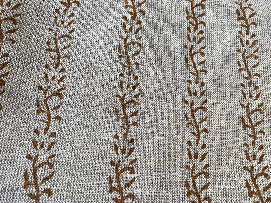 Block Print Handloom Linen Fabric Heavy Linen Fabric, Upholstery fabric ,pillow cover ,home décor mustered Colour - Maple Village Lane