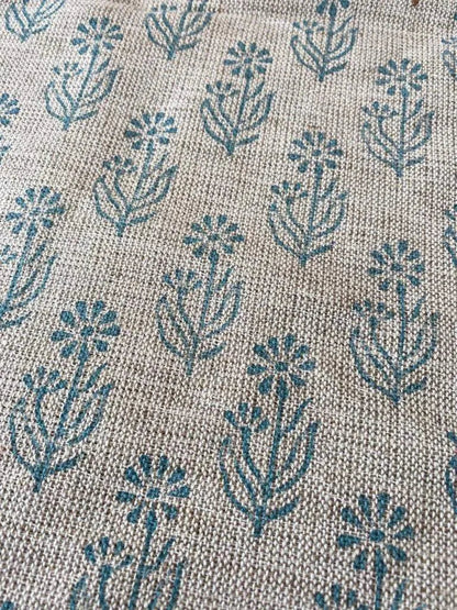 Thea Block Print Handloom Linen Fabric