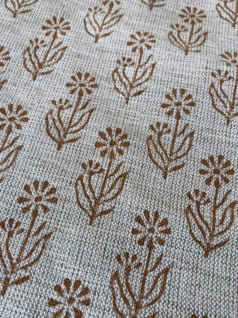 Zerith Block Print Handloom Linen Fabric