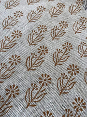 Block Print Handloom Linen Fabric Heavy Linen Fabric, Upholstery fabric ,pillow cover ,home décor Dark Mustered Colour - Rohiyaan