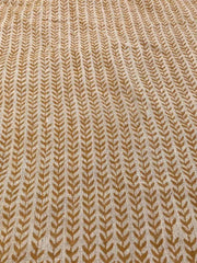 Block Print Handloom Linen Fabric Linen Fabric Flower tan colour ,hoem Decor - Rohiyaan