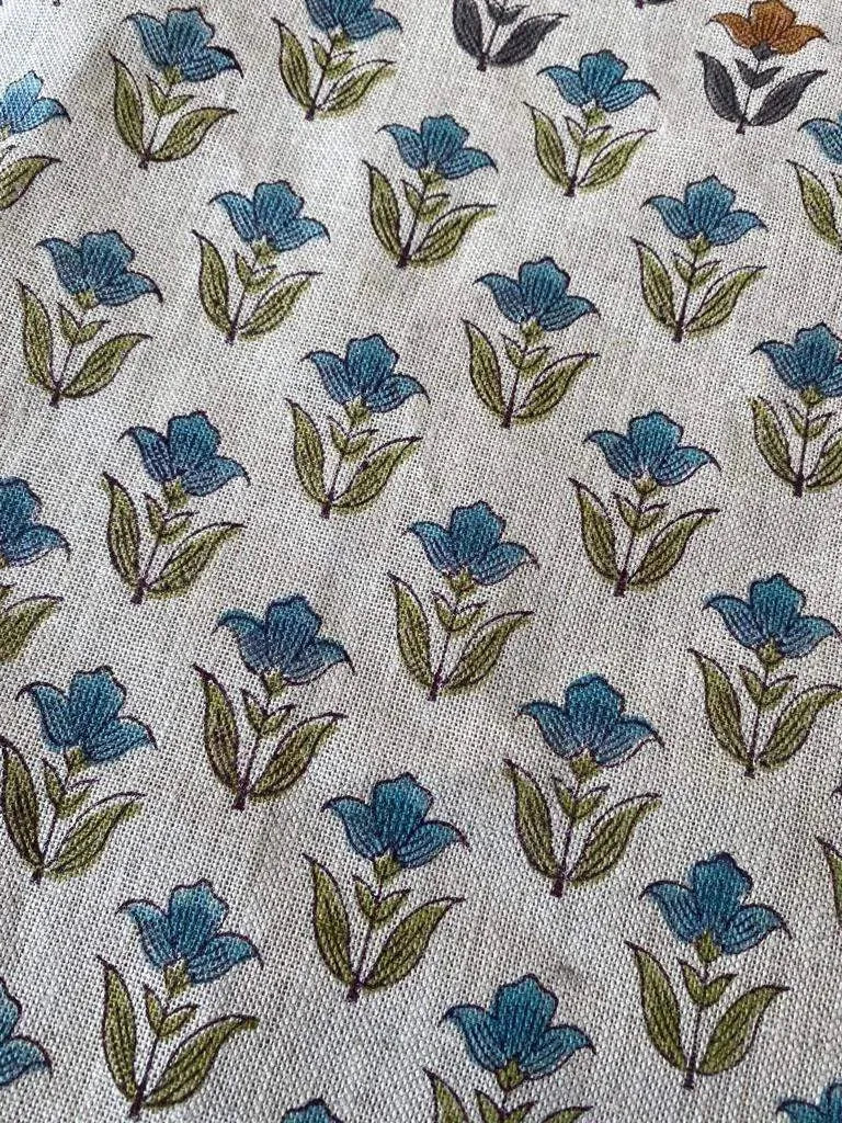Evan Hand Block Print Linen Fabric