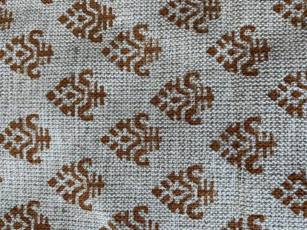 Quenly Block Print Handloom Linen Fabric
