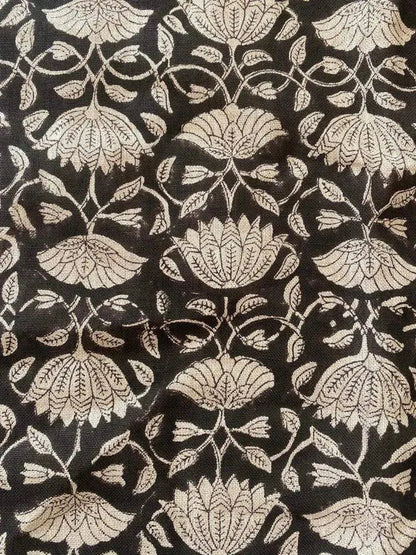 Inkwash Block Print Handloom Linen Fabric