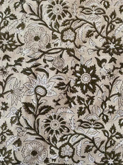 Thick Linen Pillow Cover -Green and white Decorative Cushion, Floral pillow cases, Block Print Handloom Linen Heavy Linen Fabric By The Yard - Rohiyaan