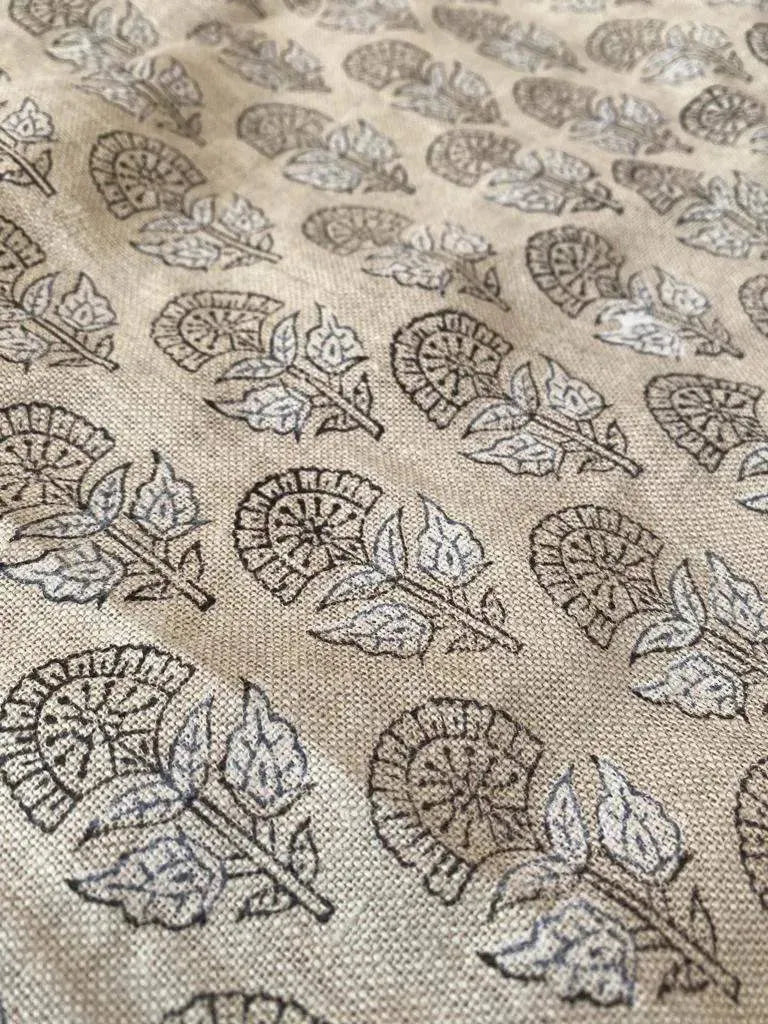 Corran Block Print Handloom Linen Fabric