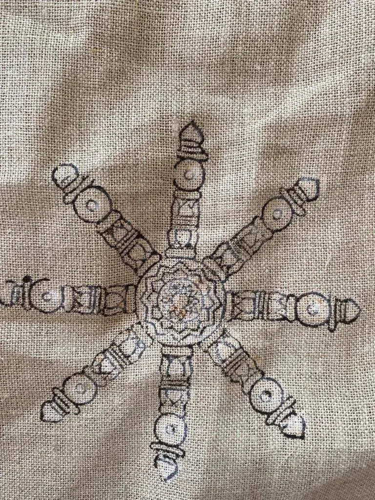 Jastra Block Print Handloom Linen Fabric