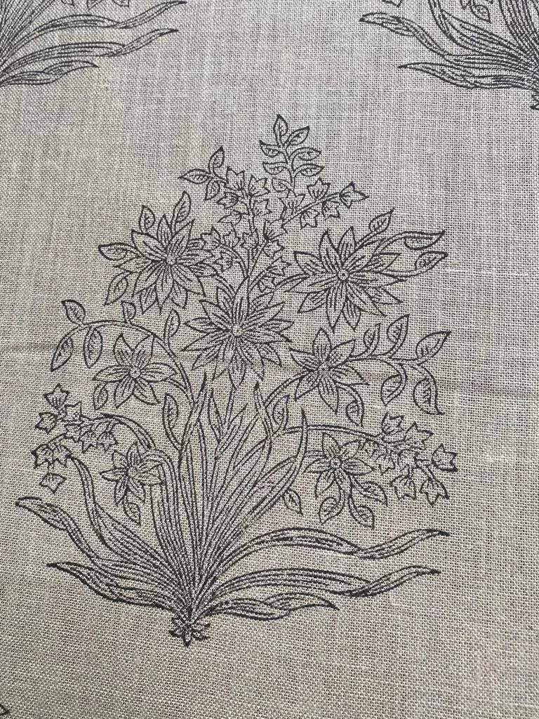Kirell Block Print Handloom Linen Fabric