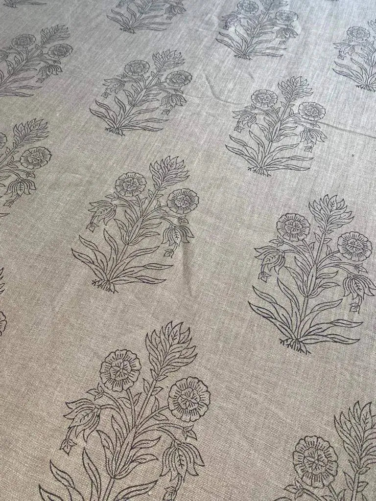 Isolyn Block Print Handloom Linen Fabric