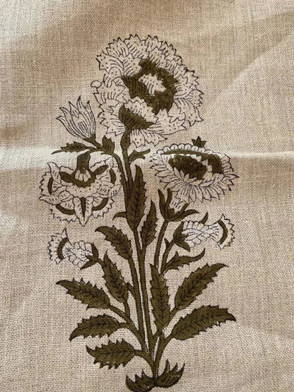 Linen fabric, Fabric by yard, Hand printed fabric, Block Print Fabric, Indian Fabric