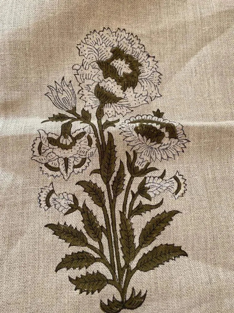 Hiriel Block Print Handloom Linen Fabric