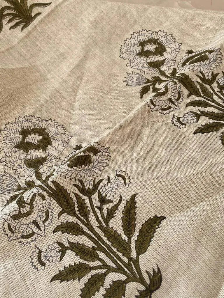 Hiriel Block Print Handloom Linen Fabric