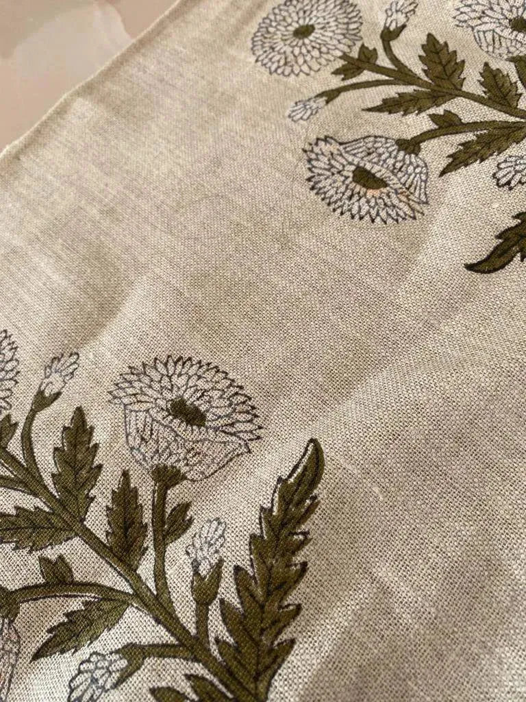 Khoren Block Print Handloom Linen Fabric
