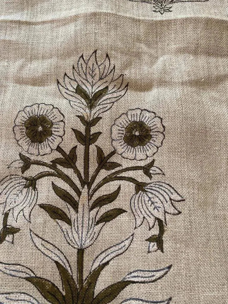 Dan Block Print Handloom Linen Fabric