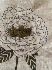 Handloom Linen Fabric -White Flower block print fabric - best for Upholstery , cushion cover , sofa/chair cover , and other crafts - Rohiyaan