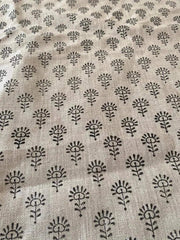 Handloom linen, Block Print Thick Linen Fabric | Brown Floral Block Print Upholstery Fabric, pillow cover fabric, Curtain Linen By The Yard - Rohiyaan