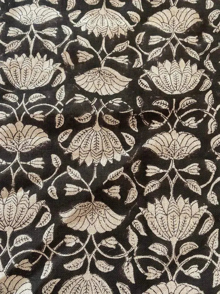 Inkwash Block Print Handloom Linen Fabric