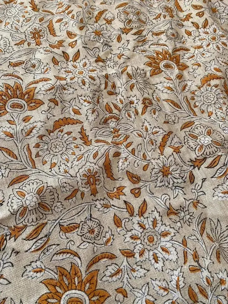 Tanith Block Print Handloom Linen Fabric