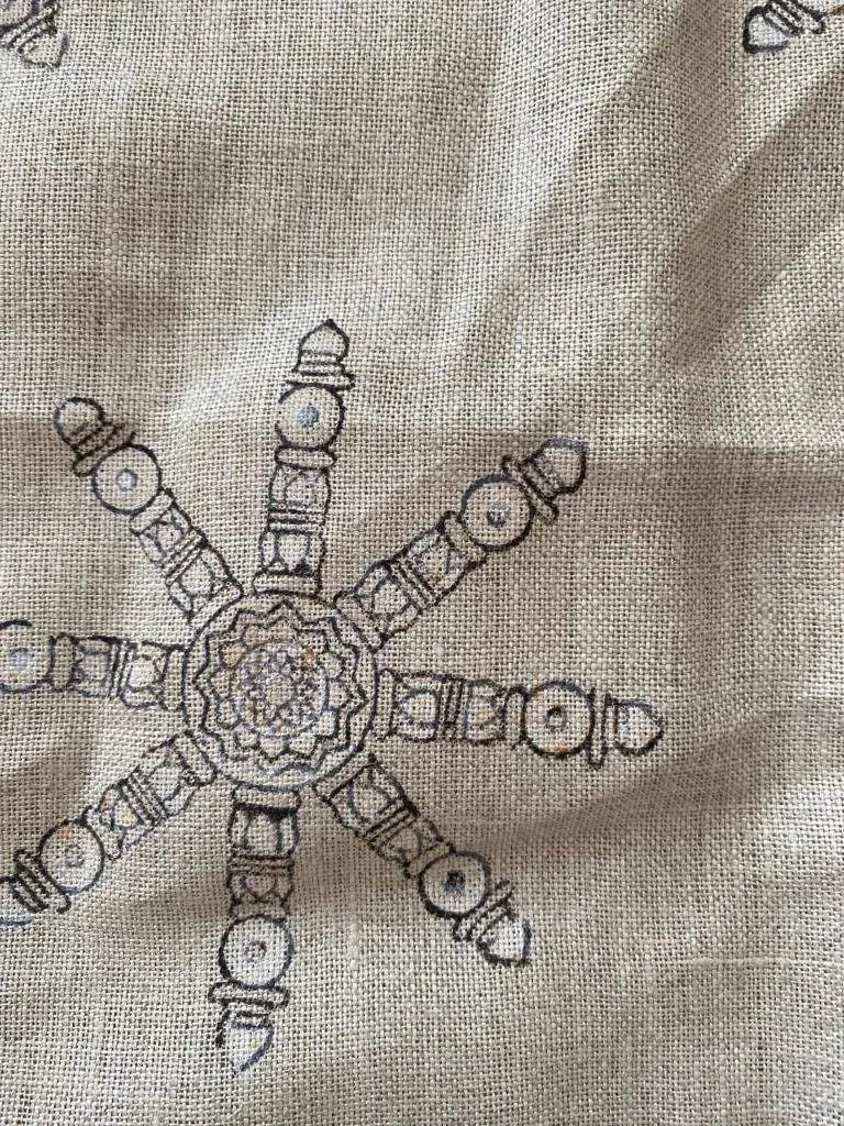 Jastra Block Print Handloom Linen Fabric