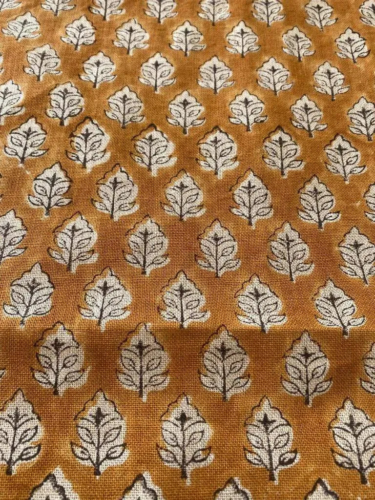 Millen Block Print Handloom Linen Fabric